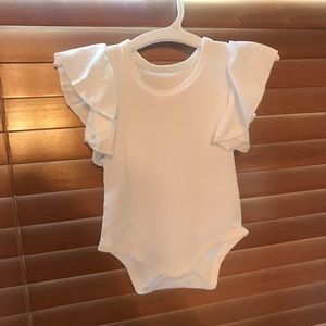 White ruffle sleeve onesie